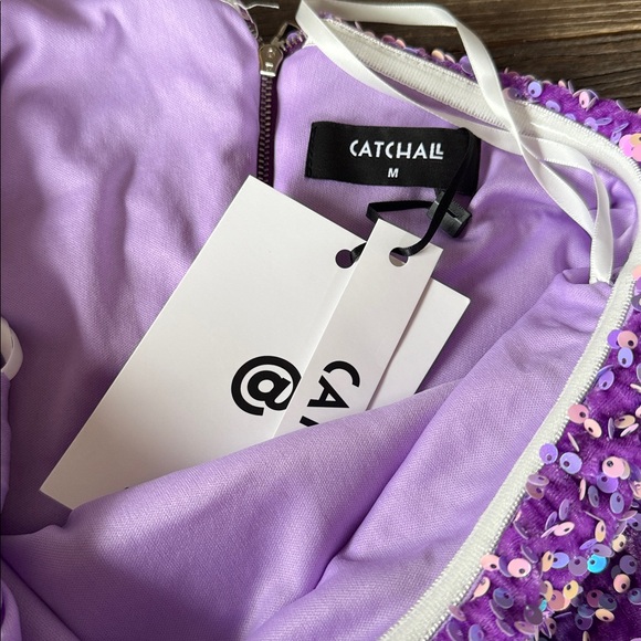 Catchall Alexandra velvet sequined one shoulder bodycon midi dress NWT size M - Picture 8 of 11